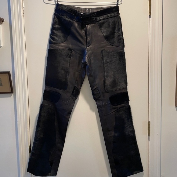 Designer Verri Supple Leather Animal Hair High Waisted Pants Excellent Condition - Picture 1 of 15
